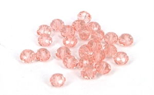 Rosa glasperler med facet, 4 x 3 mm, 25 stk.